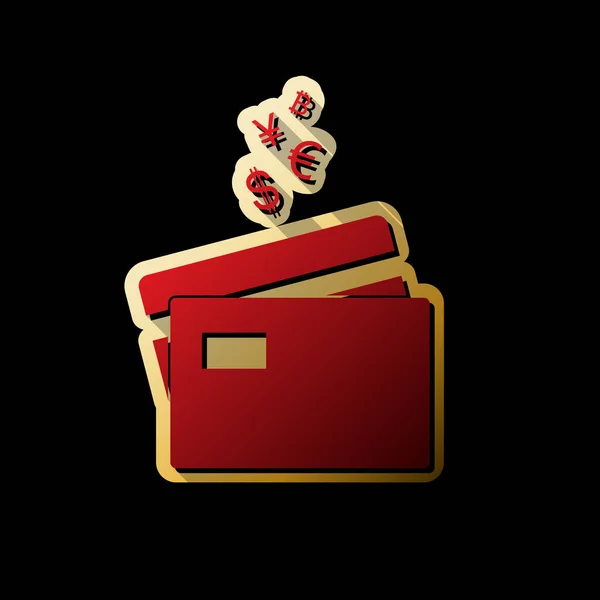 Kreditní Karty Symboly Měny Vektor Červená Ikona Malým Černým Neomezené — Stockový vektor