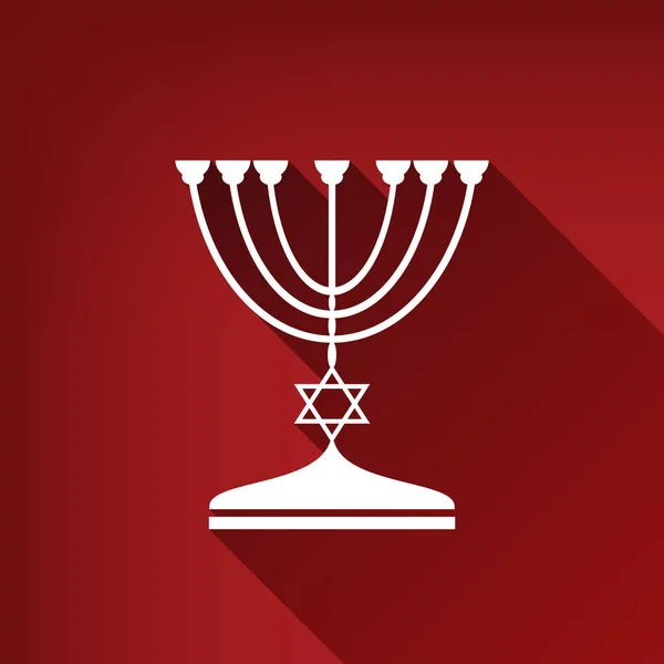 Zsidó Menorah Gyertyatartó Fekete Sziluettje Vektor Fehér Ikon Val Határtalan — Stock Vector