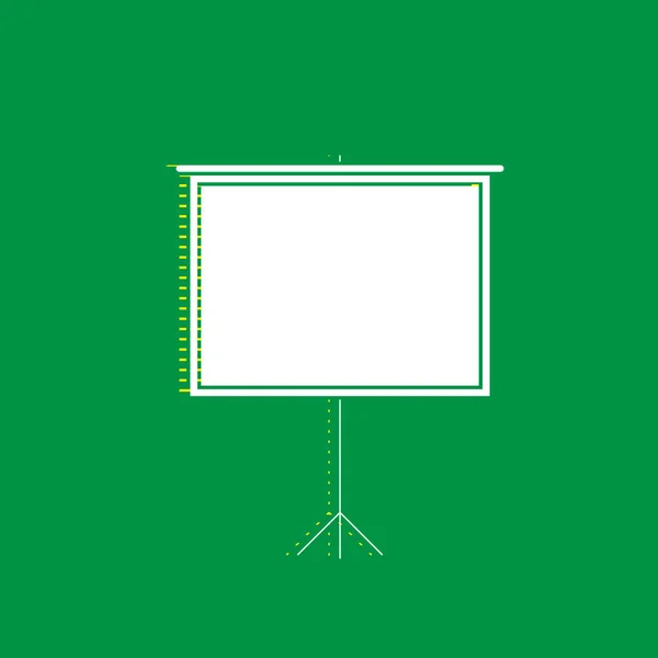 Écran Projection Vierge Vecteur Icône Plate Blanche Avec Ombre Rayée — Image vectorielle