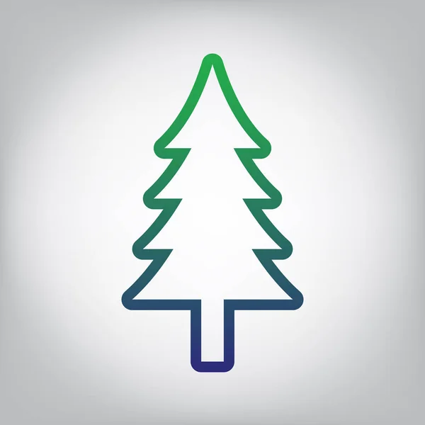 Tree Jele Vektor Zöld Kék Átmenetes Kontúr Ikon Szürkés Háttérben — Stock Vector