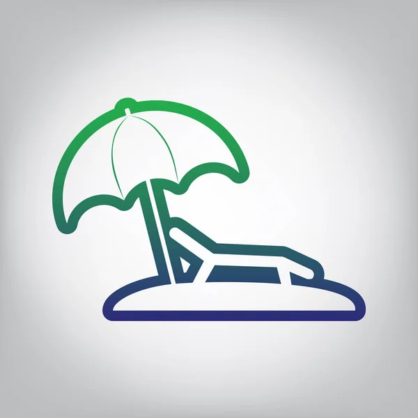 Тропічний Курортний Пляж Знак Сонячного Стільця Вектор Піктограма Контуру Зеленого — стоковий вектор