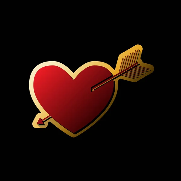 Signo Corazón Flecha Vector Icono Rojo Con Pequeñas Sombras Negras — Archivo Imágenes Vectoriales