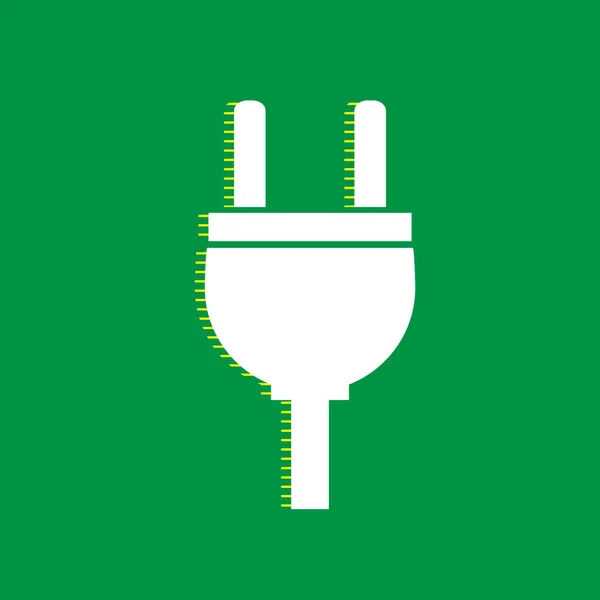 Socket Teken Illustratie Vector Witte Vlakke Pictogram Met Geel Gestreepte — Stockvector