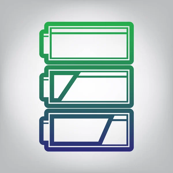 Jeu Indicateurs Niveau Charge Batterie Vecteur Icône Contour Dégradé Vert — Image vectorielle