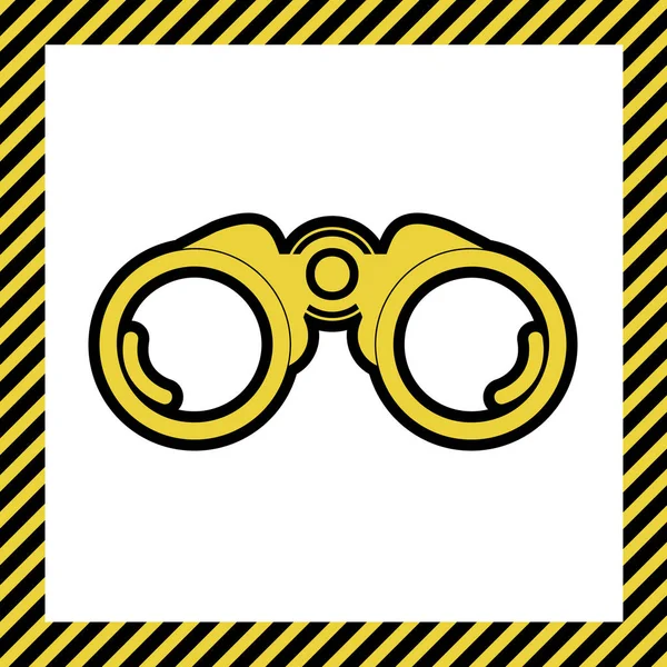 Бинокулярный Знак Иллюстрации Вектор Теплый Желтый Значок Черным Контуром Рамке — стоковый вектор