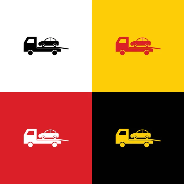 牽引車の避難標識です ベクトル 背景として 対応する色のドイツの旗のアイコン — ストックベクタ