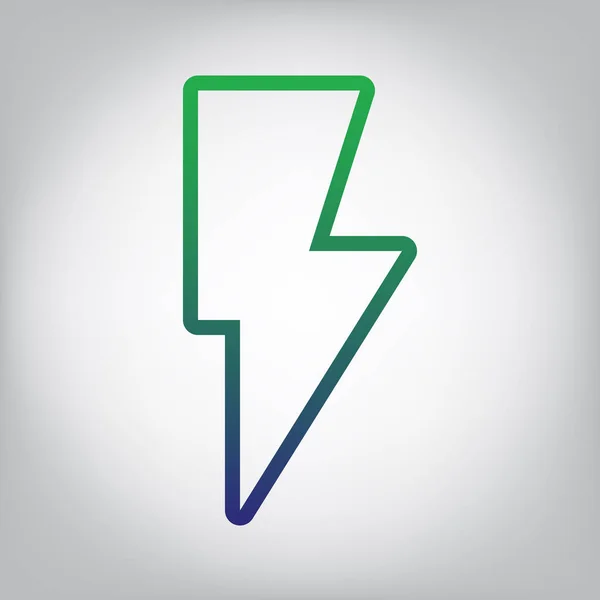 Lightning Sign Illustration Vector Green Blue Gradient Contour Icon Grayish — Stock Vector