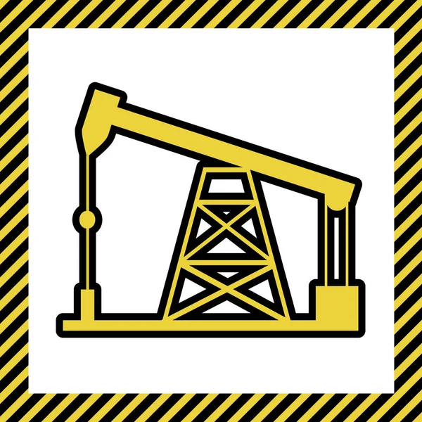Oil Drilling Rig Sign Vector Warm Yellow Icon Black Contour — Stock Vector