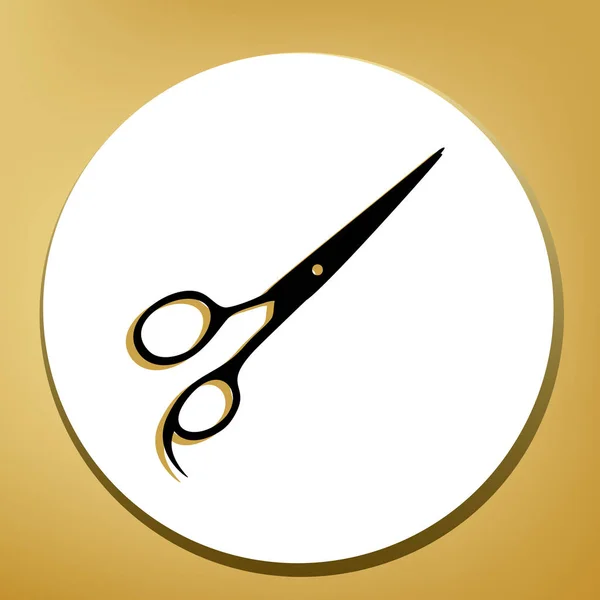 Ciseaux Coupe Cheveux Signe Vecteur Icône Noire Avec Ombre Marron — Image vectorielle