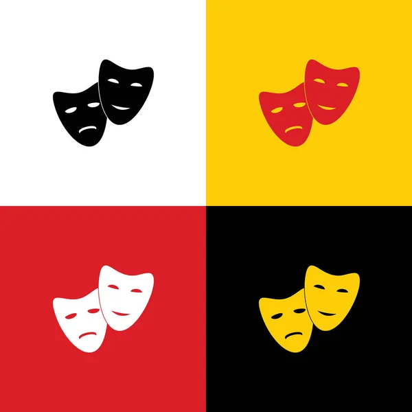 Theaterikone Mit Glücklichen Und Traurigen Masken Vektor Symbole Der Deutschen — Stockvektor