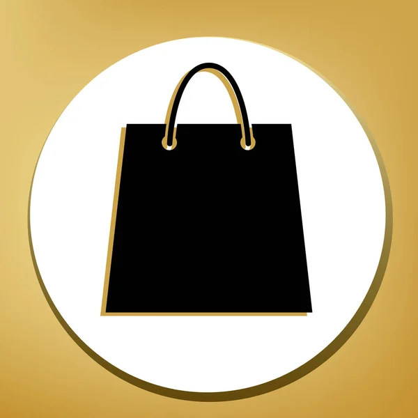 Ilustración Bolsa Compras Vector Icono Negro Con Sombra Marrón Claro — Vector de stock