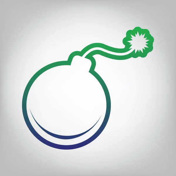 Иллюстрация Знака Бомбы Вектор Значок Зеленого Синего Градиента Сером Фоне — стоковый вектор