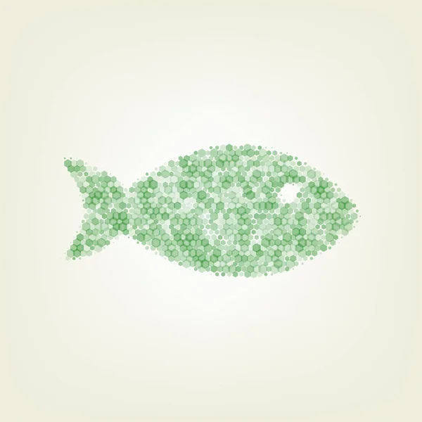 Fish Sign Illustration Vector Green Hexagon Rastered Icon Noised Opacity — Stock Vector