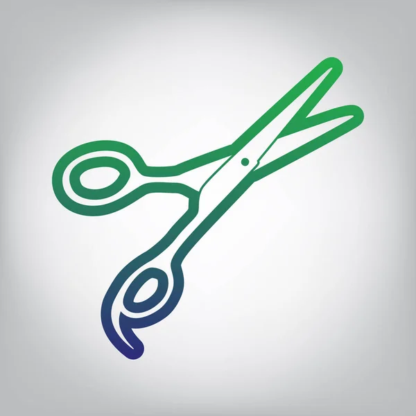 Hair Cutting Scissors Sign Vector Green Blue Gradient Contour Icon — Stock Vector