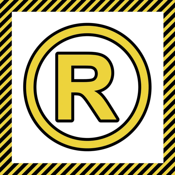 Signo Marca Registrada Vector Icono Amarillo Cálido Con Contorno Negro — Vector de stock