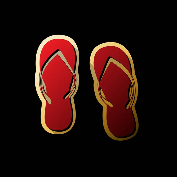 Flip Flop Sign Vektor Ikon Merah Dengan Bayangan Hitam Kecil - Stok Vektor