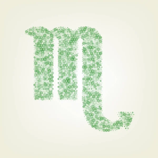 Символ Скорпиона Вектор Зеленый Шестиугольник Рафинированный Значок Шумная Прозрачность Размер — стоковый вектор
