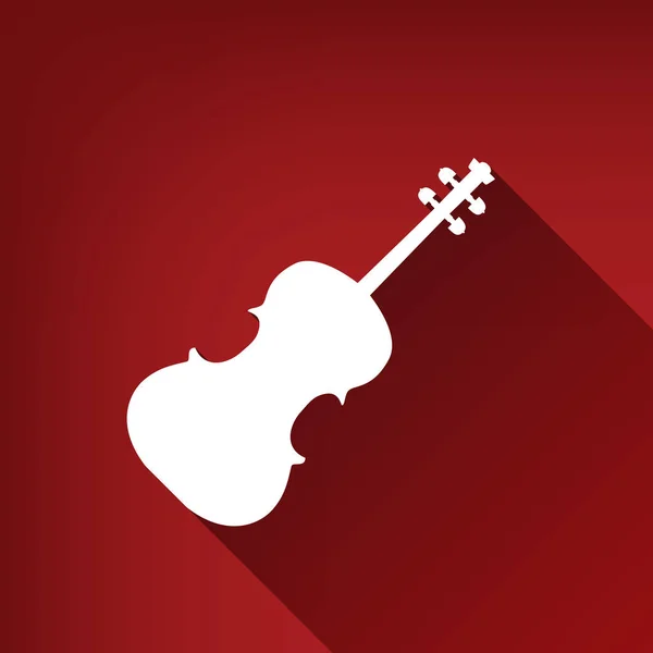 ヴァイオリン記号の図 ベクトル ルビーの赤い背景に無限の影のついた白いアイコン — ストックベクタ