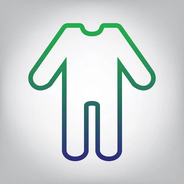 Baby Clothes Sign Vector Green Blue Gradient Contour Icon Grayish — Stock Vector
