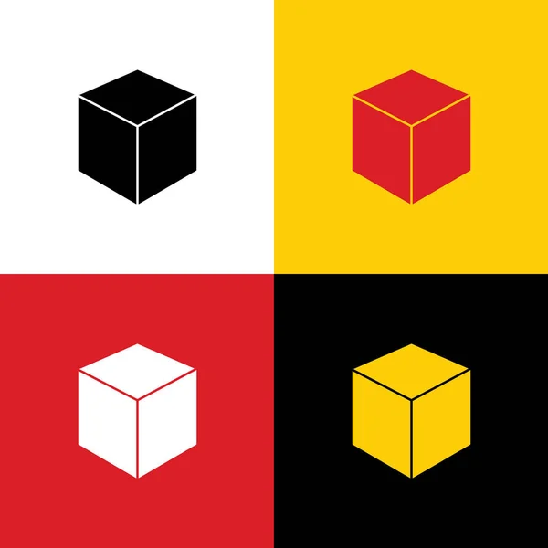 Ilustración Del Signo Del Cubo Vector Iconos Bandera Alemana Los — Vector de stock