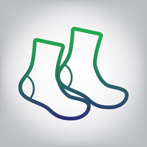 Socks Sign Vector Green Blue Gradient Contour Icon Grayish Background — Stock Vector