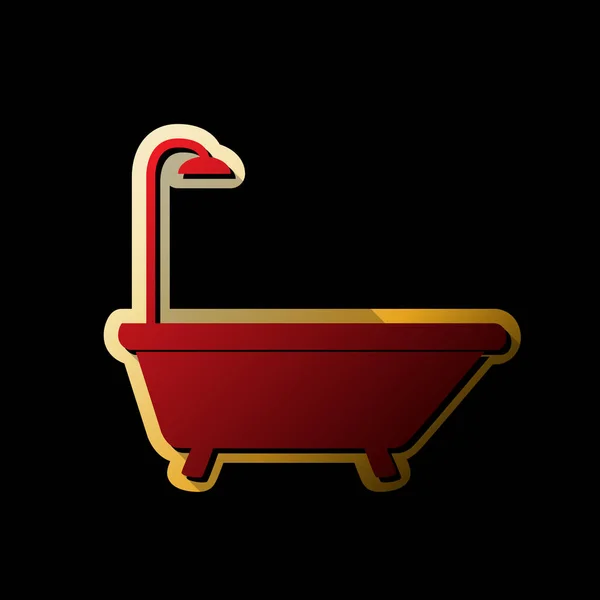Знак Ванны Вектор Красная Иконка Маленькими Черными Безграничными Тенями Золотой — стоковый вектор