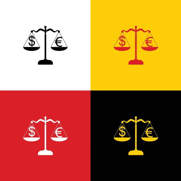 司法规模与货币兑换标志 德国国旗的图标在相应的颜色作为背景 — 图库矢量图片