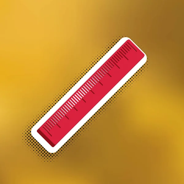 Centimeter Ruler Sign Vector Magenta Icon Darker Shadow White Sticker — Stock Vector