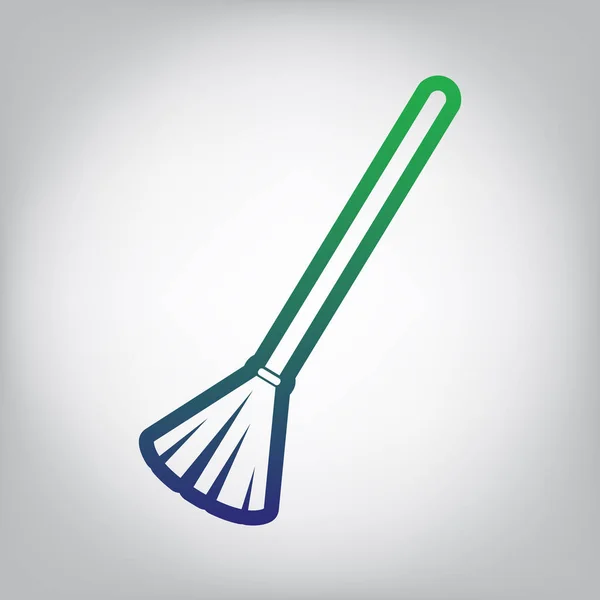Sweeping Broom Sign Vector Green Blue Gradient Contour Icon Grayish — Stock Vector