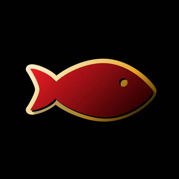 Fish Sign Illustration Vector Red Icon Small Black Limitless Shadows — Stock Vector