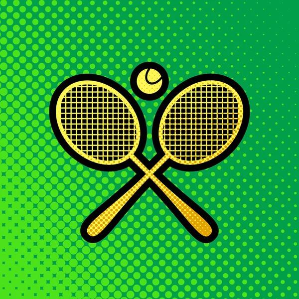 Dos Raquetas Tenis Con Rótulo Pelota Vector Pop Art Icono — Vector de stock