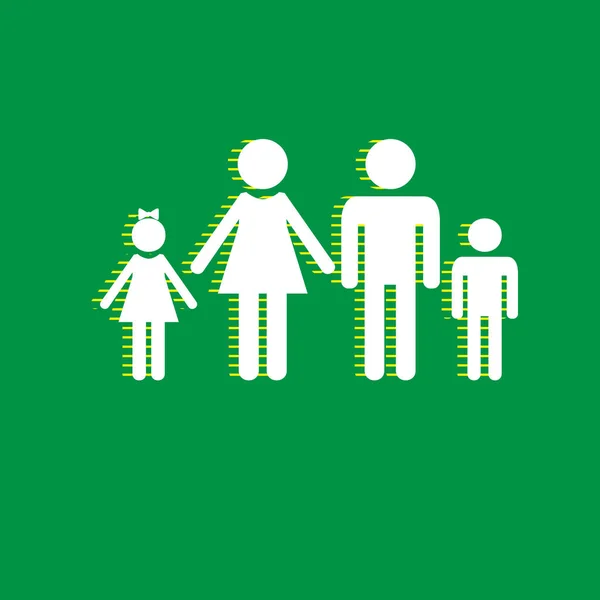 Rodinné Znamení Ilustrace Vektor Bílá Plochá Ikona Žluté Pruhované Stín — Stockový vektor