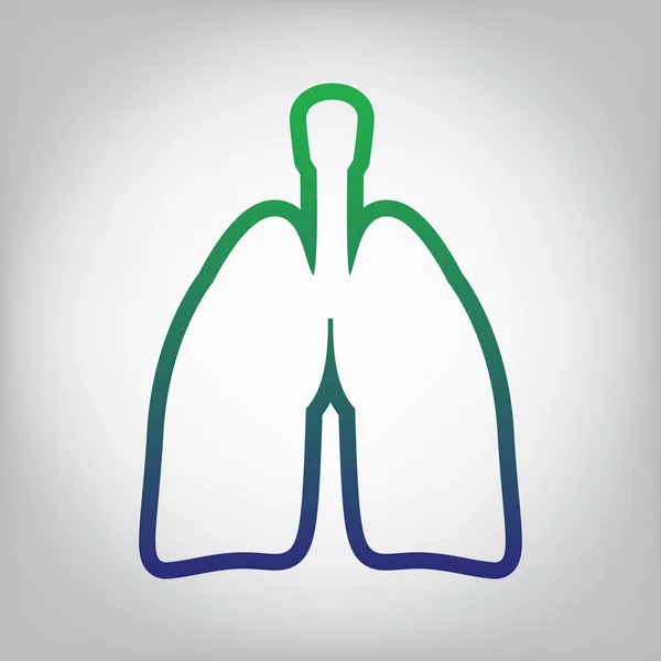 Human Anatomy Lungs Sign Vector Green Blue Gradient Contour Icon — Stock Vector