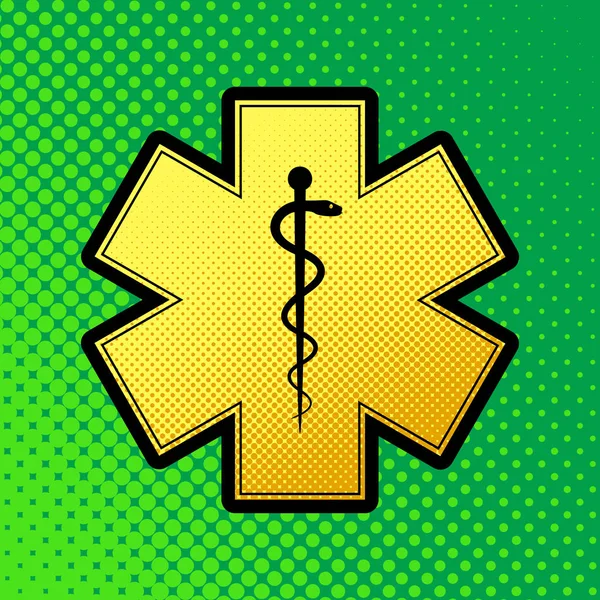 Symbole Médical Urgence Étoile Vie Avec Frontière Vecteur Pop Art — Image vectorielle