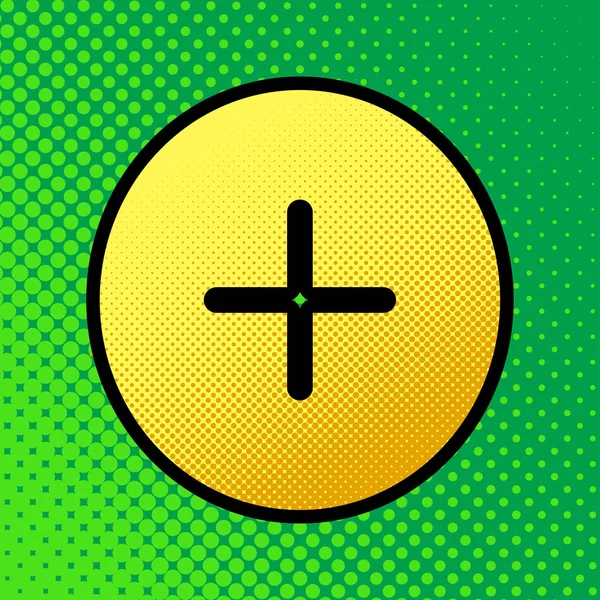 Positives Symbol Zeichen Vektor Pop Art Orange Bis Gelbe Punkte — Stockvektor