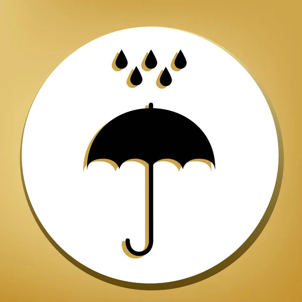 Vízcseppek Esernyő Eső Védelmi Jel Lapos Kivitel Stílus Vektor Fekete — Stock Vector