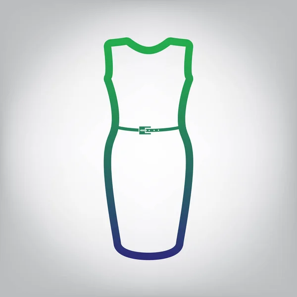 Illustration Signe Robe Vecteur Icône Contour Dégradé Vert Bleu Sur — Image vectorielle