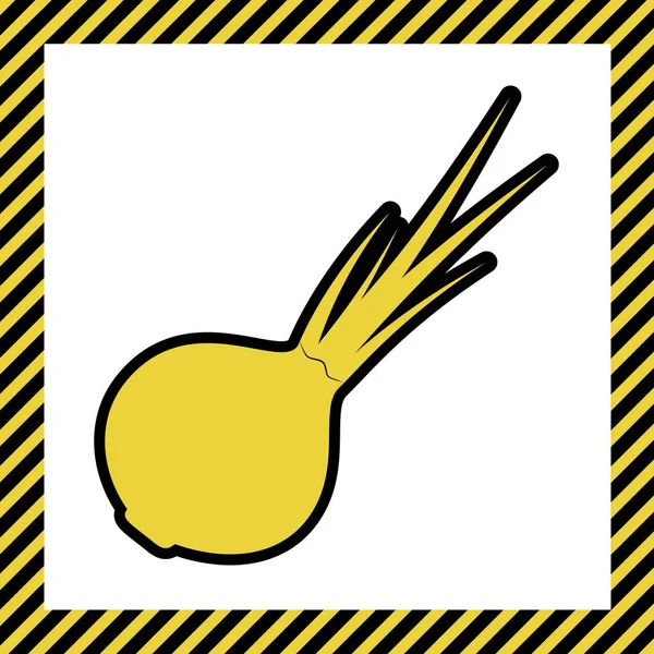 Cebula Znak Sałatka Składnika Zdrowych Warzyw Wektor Ciepły Żółty Ikona — Wektor stockowy