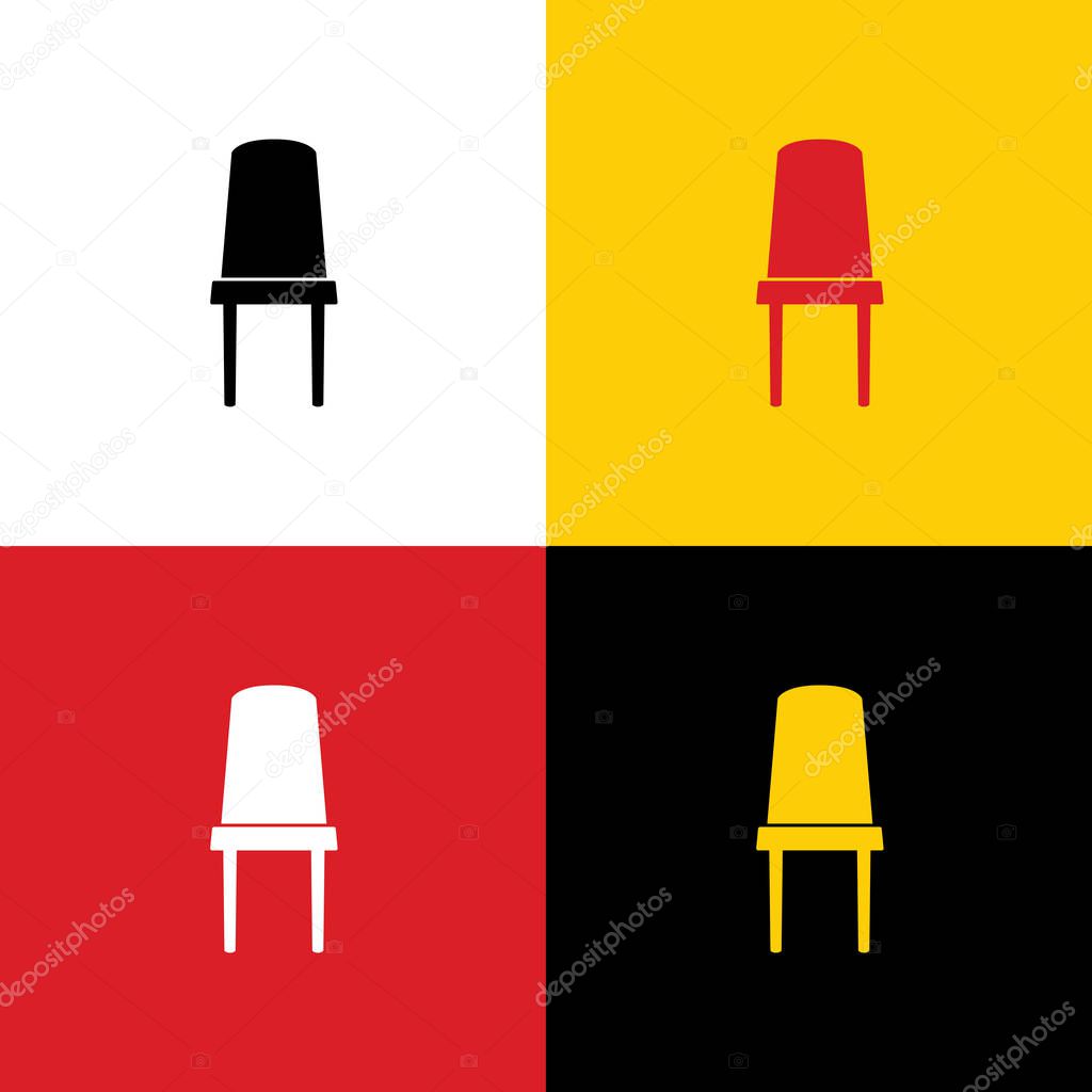Office chair sign. Vector. Icons of german flag on corresponding colors as background.