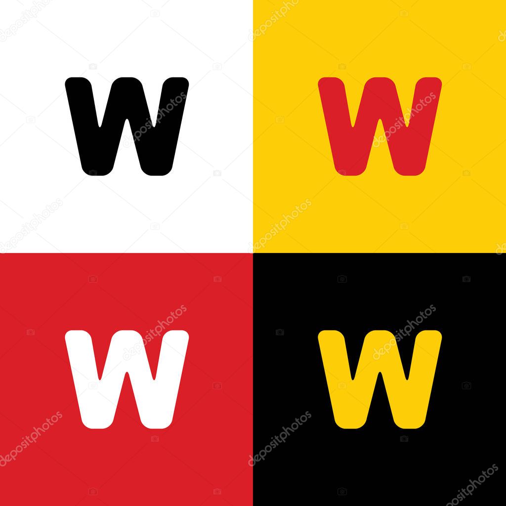 Letter W sign design template element. Vector. Icons of german flag on corresponding colors as background.
