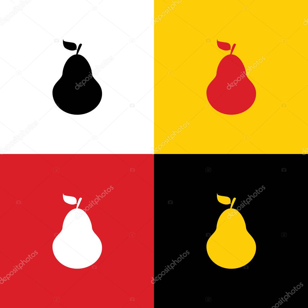 Pear sign illustration. Vector. Icons of german flag on corresponding colors as background.