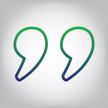 İşareti illüstrasyon alıntı. Vektör. Yeşil ışık Center'da grimsi arka plan mavi degrade kontur simgesine.