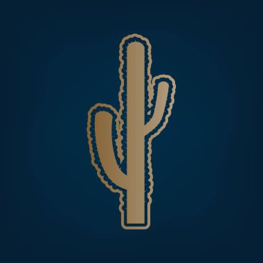 Kaktüs basit kayıt. Vektör. Simge ve koyu mavi arka plan, kenarlık.