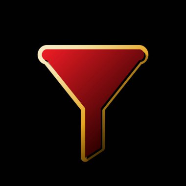 Basit kayıt filtreleme. Vektör. Küçük siyah ve sınırsız gölgeler, siyah zemin üzerine altın etiket ile kırmızı simge.