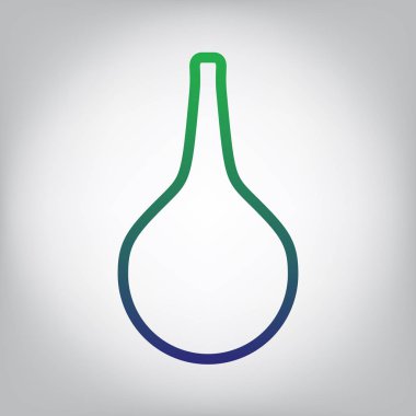 Lavman işareti. Vektör. Yeşil ışık Center'da grimsi arka plan mavi degrade kontur simgesine.