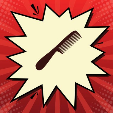 Basit kayıt tarak. Vektör. Limon şifon çekim kabarcığın ışınları ile kırmızı popart arka plan, koyu kırmızı simge.