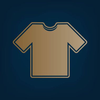 T-shirt işareti illüstrasyon. Vektör. Simge ve koyu mavi arka plan, kenarlık.