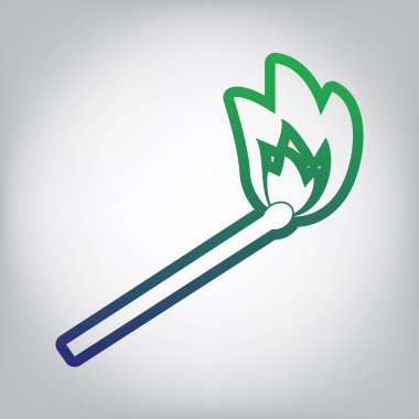 Maç işareti illüstrasyon. Vektör. Yeşil ışık Center'da grimsi arka plan mavi degrade kontur simgesine.