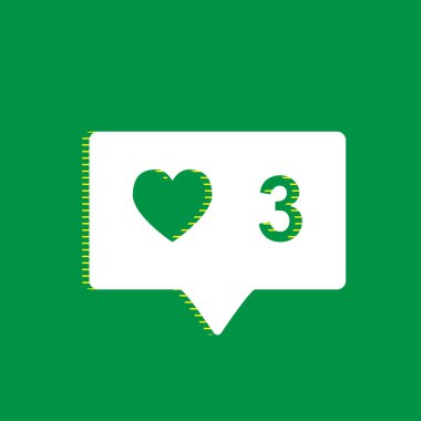 Hangi tarihlerde ve iz yorum. Vektör. Yeşil arka plan, sarı çizgili gölge beyaz düz simgesi.