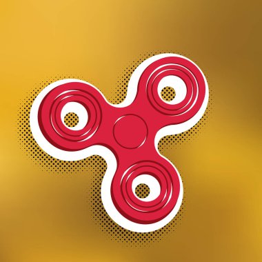 Değer değiştirici işaret kıpır. Vektör. Altın arka plan üzerinde siyah popart gölge koyu gölge, beyaz etiket ile kırmızı simge.